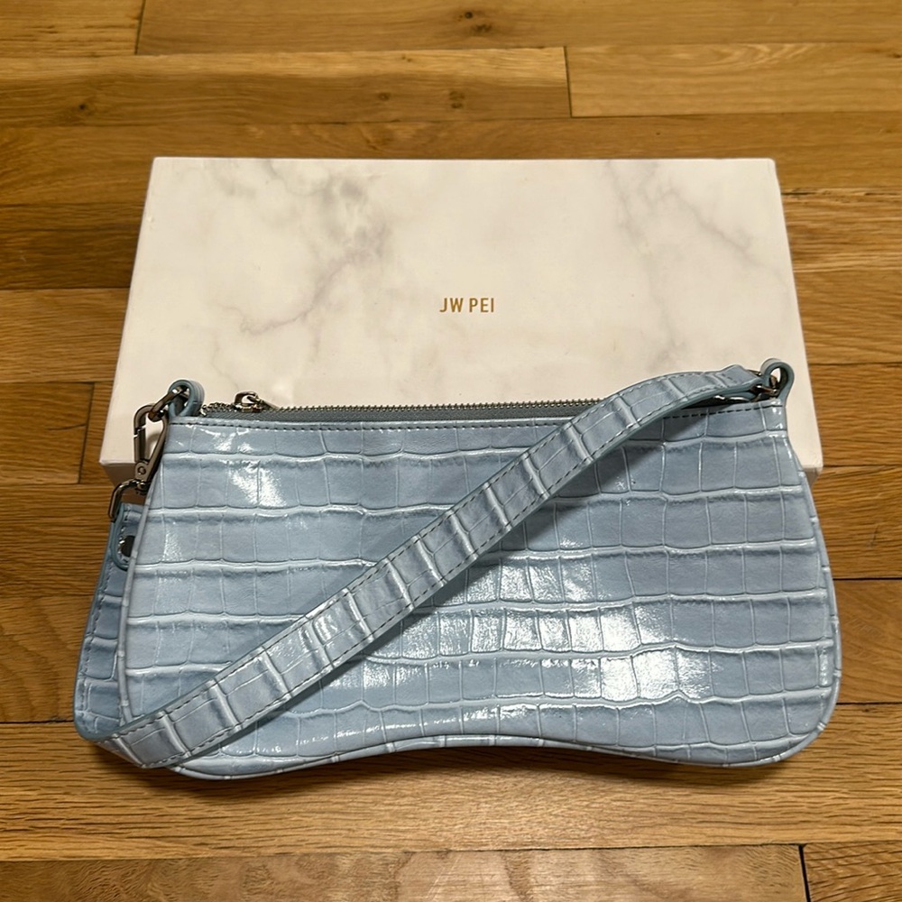 JW PEI blue snake skin shoulder bag